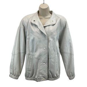 VTG Giovinezza Moda Rocco D'Amelio White Moto Leather Snap Jacket Women's L